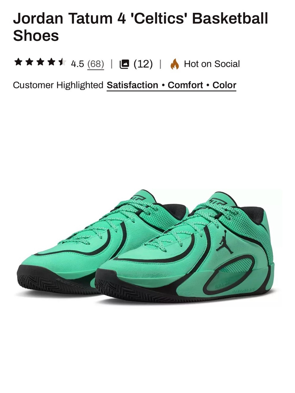 Jordan Tatum 4 'Celtics' Basketball Shoes